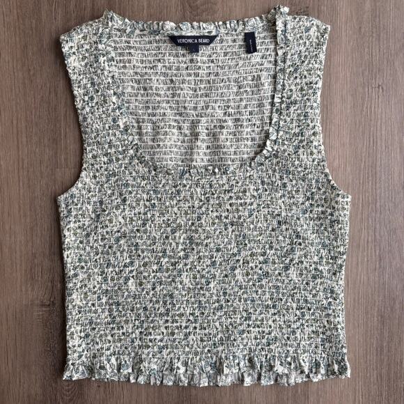 Veronica Beard Needham Floral Smocked Tank Top Large - Picture 4 of 10